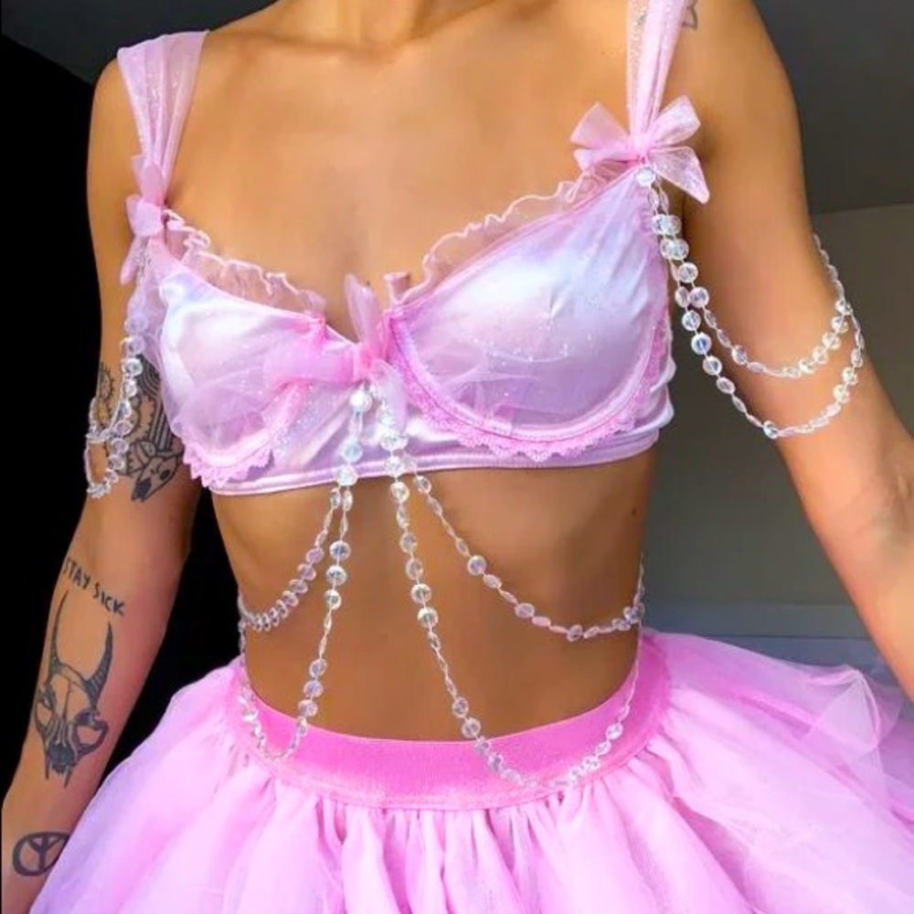Enchanted Dreams Beaded Bra Pink | Sugar Thrillz